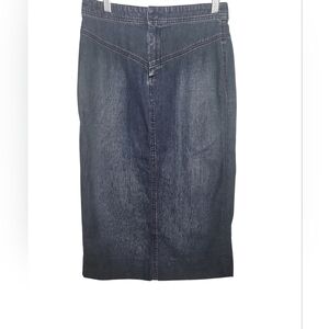 Vintage Banana Republic Denim 100% Cotton KickPleat Midi Skirt Size 0